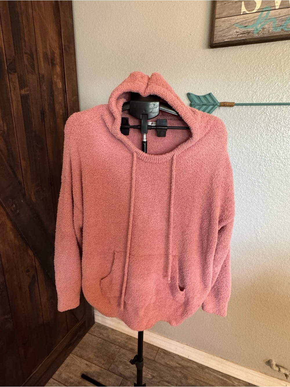 JODIFL Plush Hooded Pullover in Dusty Pink